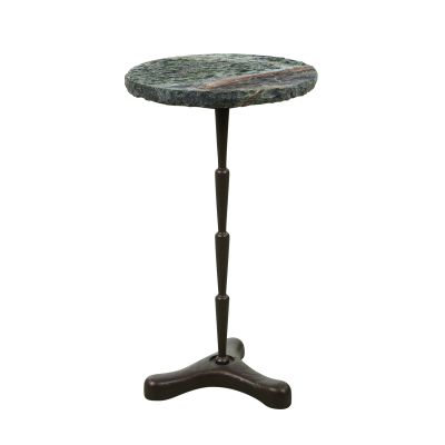 Breton 15" Accent Table with Green Bidasar Marble and Iron