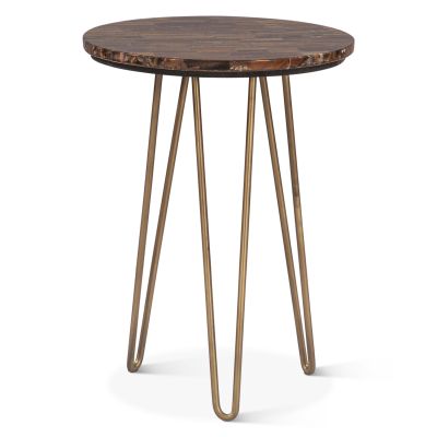 Calico 17" Side Table in Tiger Eye with Iron Base
