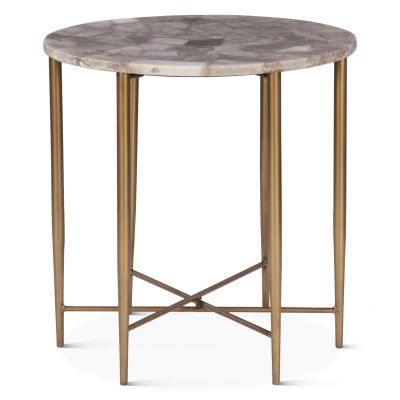 Calico 24" Side Table in Smoky Quartz with Iron Base
