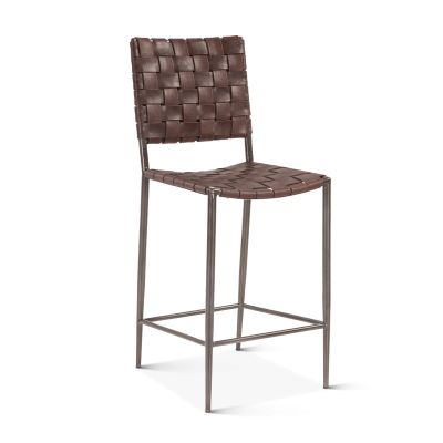 Copenhagen 17" Buffalo Leather and Iron Counter Chair Brown
