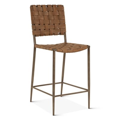 Copenhagen 17" Counter Chair in Tobacco Buffalo Leather with Iron