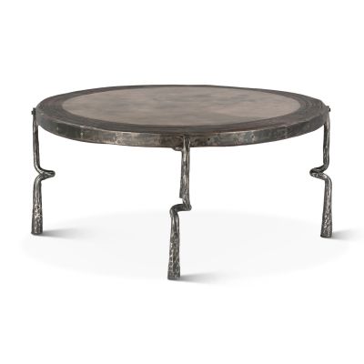 Eiffel Round Coffee Table Hammered Leg with Marble