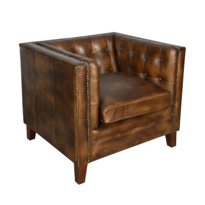 Essex 35" Stockton Arm Chair Antique Whiskey Top-Grain Leather