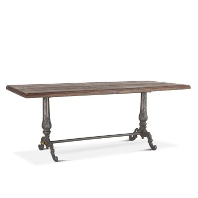 French Vintage 76" Dining Table Weathered Teak