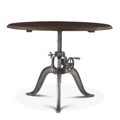 Industrial Loft 48" Adjustable Round Dining Table Weathered Teak