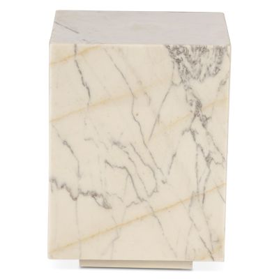 Nile 15" Drum Side Table in Alabaster Marble