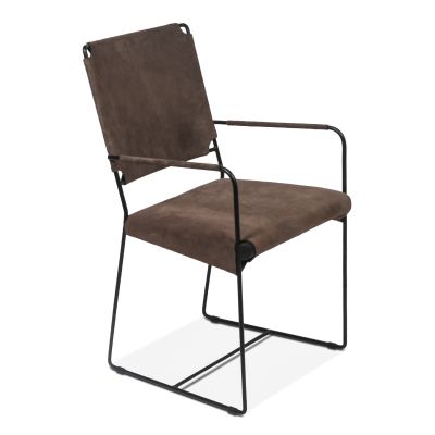 New York 20" Asphalt Suede Leather Dining Room Arm Chair