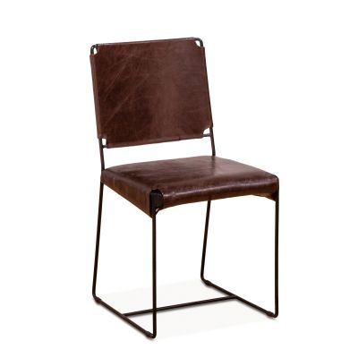 New York Iron and Chocolate Leather Dining Chair