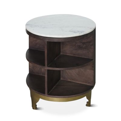 New York 20" White Marble Side Table