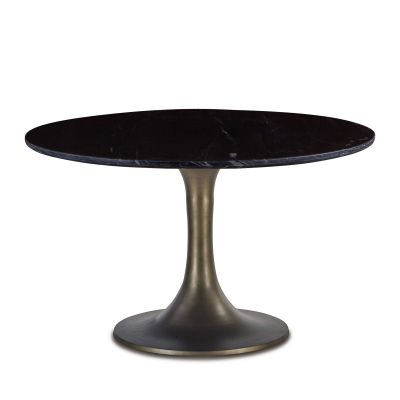 Palm Springs 48" Black Marble Round Dining Table Gold Base