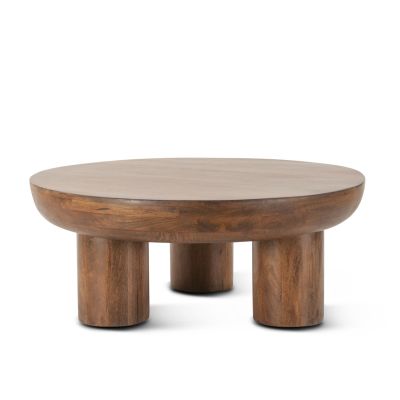 Palermo 39" Round Coffee Table Acorn Brown