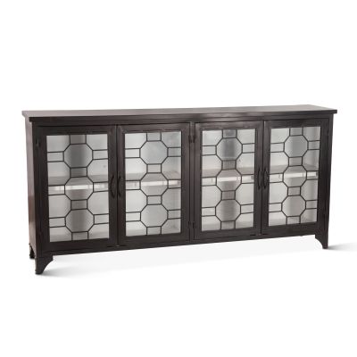 Pompeii 80" Iron and Glass Sideboard Matte Black