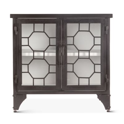 Pompei 25" Iron and Glass Side Table Matte Black