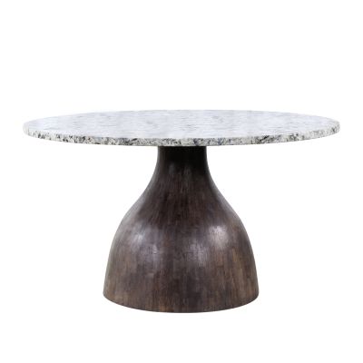 Soloman 54" Round Dining Table with Alaska White Marble and Blackwash Base