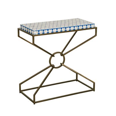 Taara 20" Square Side Table with Bone, Wood and Horn Inlay