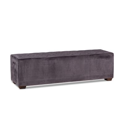 D'Orsay 59" Upholstered Asphalt Velvet Bench