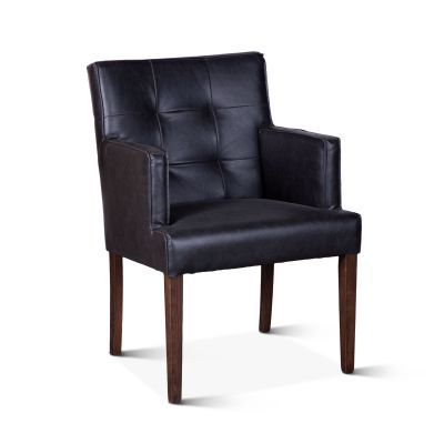 Madison Side Chair Black Leather with Dark Legs