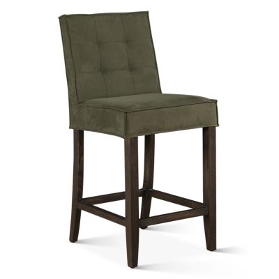 Madison Counter Chair in Green Eco-Suede with Dark Legs