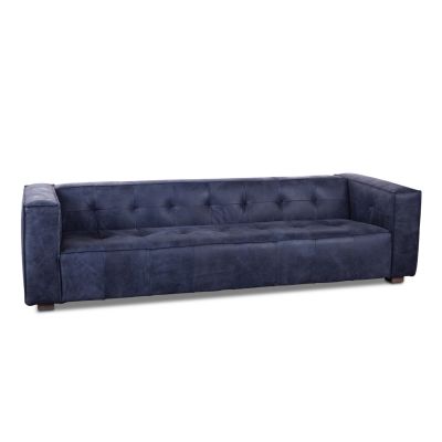 Milano 106" Italian Blue Leather Sofa
