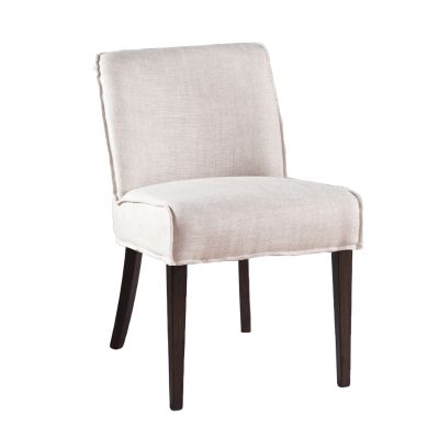 Buddy 20" Dining Chair in Off White Linen with Dark Legs