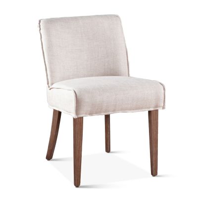 Buddy 20" Off White Linen Dining Chair Natural Legs