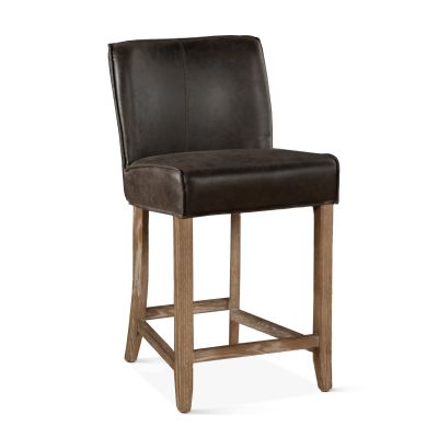 Buddy 20" Counter Chair in Dark Brown Leather and Natural Legs