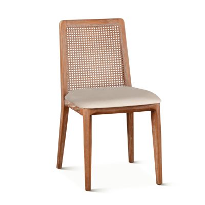 Simone 30" Upholstered Off-White Cane Back Dining Chair