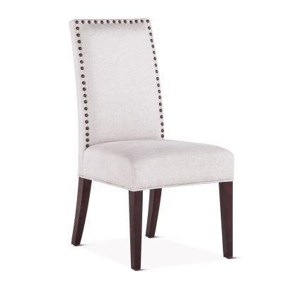 Jones 24" Upholstered Off-White Beige Dining Chair Dark Brown Legs