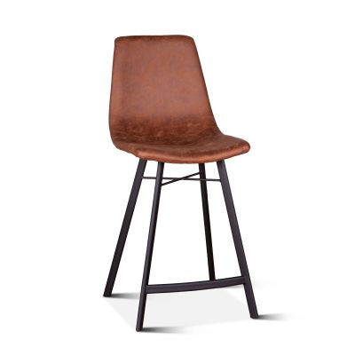 Sam 18" Trapper Brown Top-Grain Leather Counter Chair