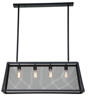 Luminaire Matte Black 4-Light Wire Mesh Chandelier