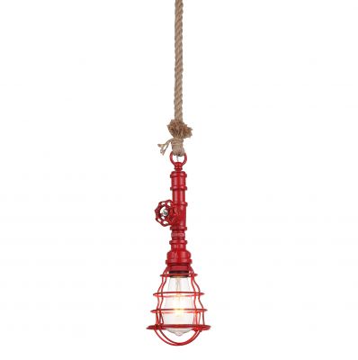 Luminaire Industrial Red Cage Pendant with Valve