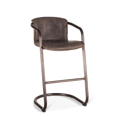 Portofino 22" Antique Ebony Leather Bar Chair