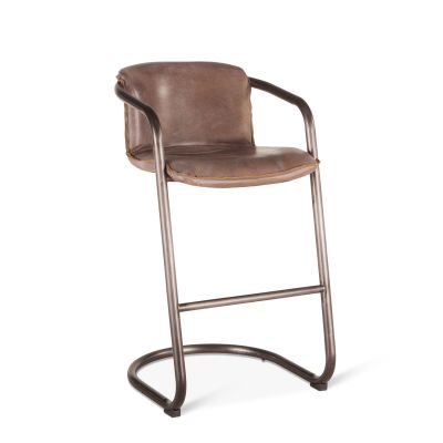 Portofino 22" Jet Brown Leather Bar Chair