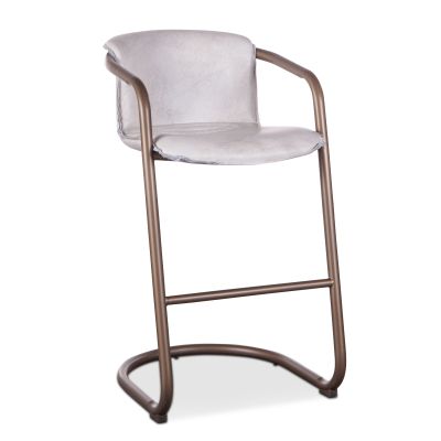 Portofino 22" Vintage White Leather Bar Chair