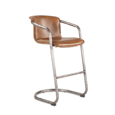 Portofino 22" Berham Chestnut Leather Bar Chair