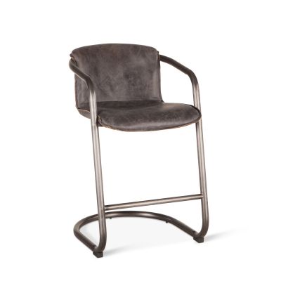 Portofino 22" Antique Ebony Top-Grain Leather Counter Chair