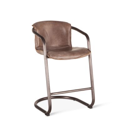 Portofino 22" Jet Brown Top-Grain Leather Counter Chair