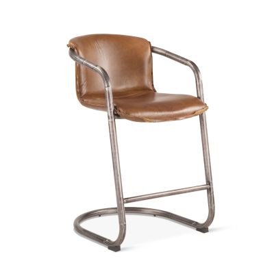 Portofino 22" Berham Chestnut Top-Grain Leather Counter Chair