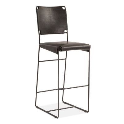 New York 17" Buffalo Leather and Iron Dining Chair Black