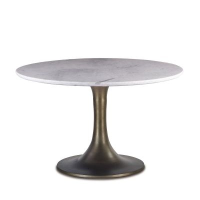 Palm Springs 48" White Marble Round Dining Table Gold Base
