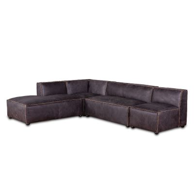 Portofino 112" Antique Ebony Leather Sofa
