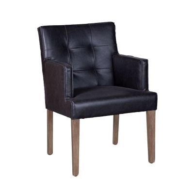 Madison 24" Dining Armchair in Black Eco Leather with Light Legs