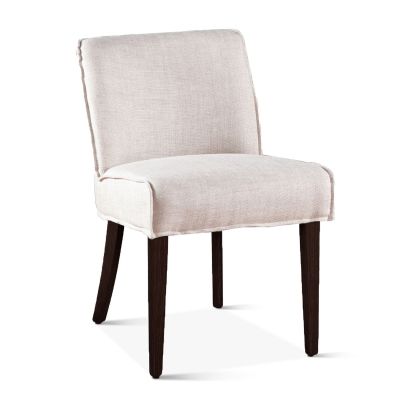 Buddy 20" Dining Chair in Beige Linen with Dark Legs