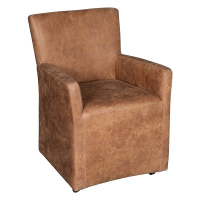 Peabody 25" Wheeled Armchair in Tan Leather