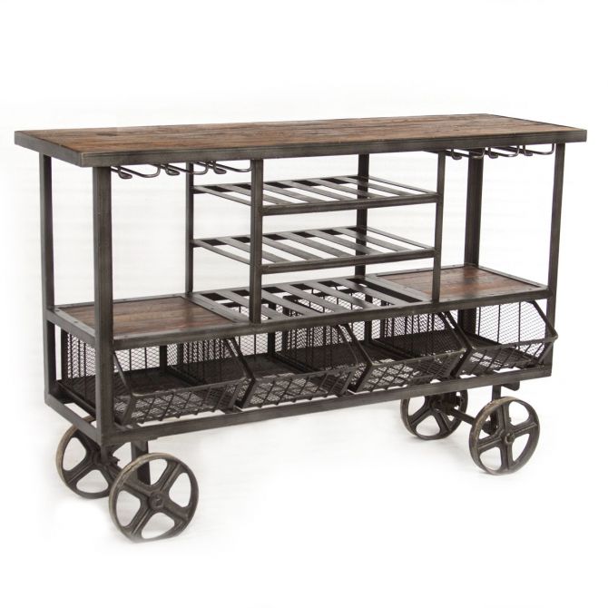 Picture of IRON BAR TROLLEY WOOD/IRON