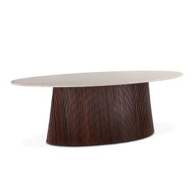 Amalfi 90" Mango Wood and White Marble Dining Table
