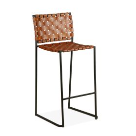 Austin 19" Cognac Leather and Iron Bar Chair