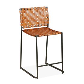 Austin 19" Cognac Leather and Iron Counter Chair