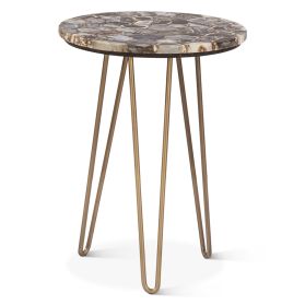 Calico 17" Side Table in Stone Agate with Iron Base