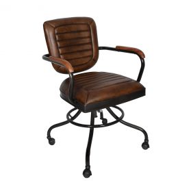 Essex 24" Oden Desk Chair Antique Whiskey Top-Grain Leather